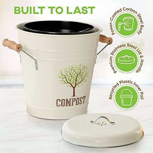 Third Rock Compost Bin Kitchen 1.0 Gallon Countertop Compost Bin with