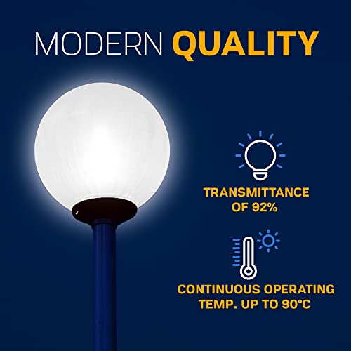 KastLite 12" White Acrylic Lamp Post Globe Smooth Textured with 3.91