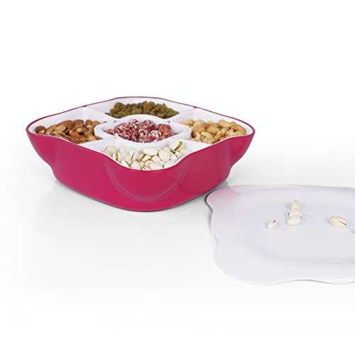 Creative Multi Sectional Snack Serving Tray Set with Lid. BPA Free. Can