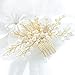 Unicra Wedding Leaf Decorative Hair Comb Bridal Hair Accessories with Pure Bead for Brides and Bridesmaids (Gold)