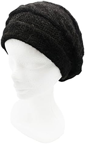 Handmade Signature PURE ALPACA Slouchy Berete for Snow and Ski (Black)