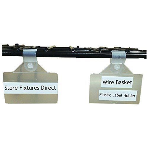 Wire Basket Label Holders, Plastic Clip On Sign Holder fits Wire Racks & Baskets Up To 3/8" Diameter - 2" x 1.25" - 50 Pieces