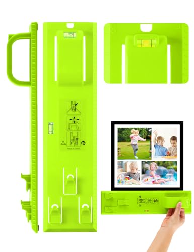 Stalishare Picture Hanging Tool with Level and Position Nail, Quick Hang and Level Picture Tool, Perfect Photo Frame Hanging Tool Helper for Wall Frame/ Art/ Painting/ Photo/ Poster (Plastic, Green)