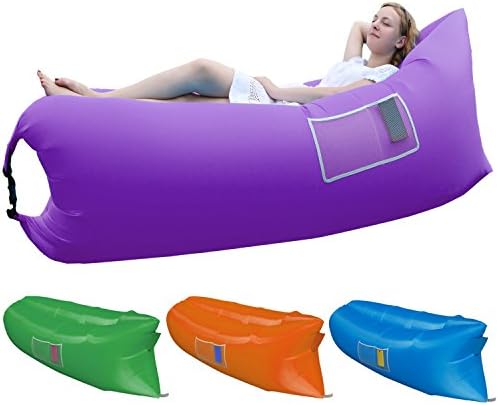 Inflatable Lounger with Bonus Accessories | Easy to Use Inflatable Hammock, Portable Air Chair | Premium Nylon Air Lounger for Camping, Picnics, Beach Parties, Outdoor Concerts, Festivals