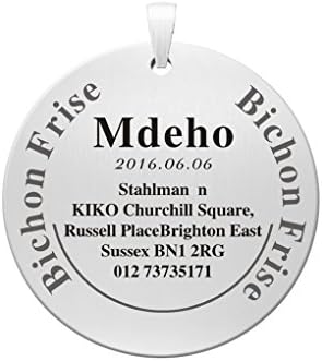 Moonlove Pet Personalised Engraving Pet ID Tag for Dogs Cats Stainless Steel Customized Dog Cat ID Tag With Pet Name And Phone Number, Round Shape