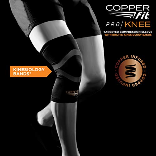 Copper Fit CFPROKN Pro Series Compression Knee Sleeve, Black with