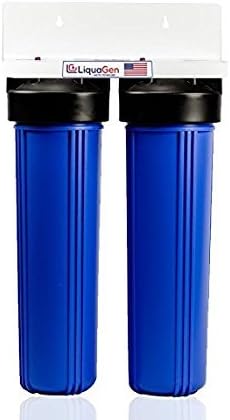 LiquaGen - 2 Stage - DualBig Blue Whole House Heavy Duty Water Filter System (Iron, Manganese &amp; Hydrogen Sulfide Removal)