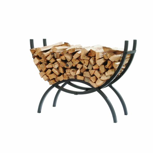 Shelter SCRM Firewood Crescent Storage Log Rack/Holder, Holds 1/5 Cord, Powder Coated Heavy Duty 1.5" Tubular Steel, Medium (48" L x 14" D x 40" H), Black