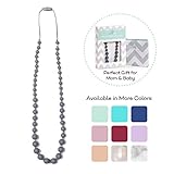 Goobie Baby Audrey Silicone Teething Necklace for Mom to Wear, Safe BPA Free Beads to Chew - Grey