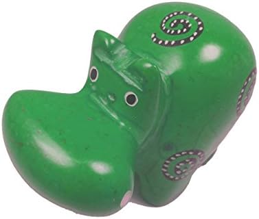 Maisha Fair Trade Hand Carved Decorative Soapstone Green Hippo