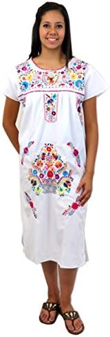 Leos Imports Women's Mexican Dress Tehuacan (XXL, White)