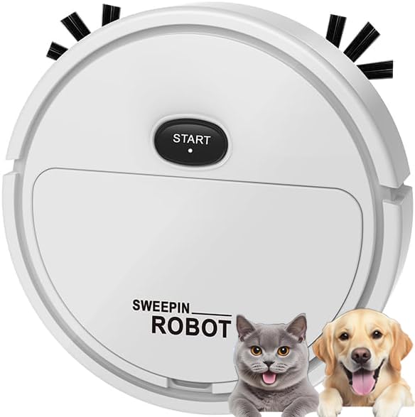 Photo 1 of Robot Vacuum Suction Ultra-Strong Suction, One-Touch Start, Slim Design, Rechargeable, Ideal for Hardwood Floors and Carpets?Pet Hair Specialist Robot Vacuum with Tangle-Free Brushroll (White)