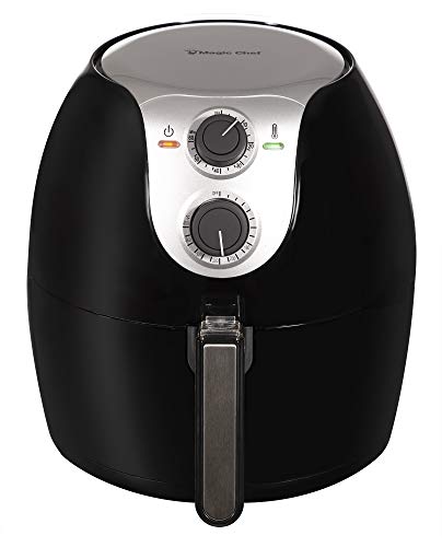 Magic Chef Airfryer 5.6 Quart Compact Sized Oilless Fryer, Manual Control, Dishwasher Safe Basket with Recipe Book Included, MCAF56MB, Black