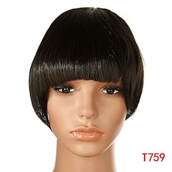 Amazon Com Aonmg 8 Black Brown Blonde Fake Fringe Clip In Blunt