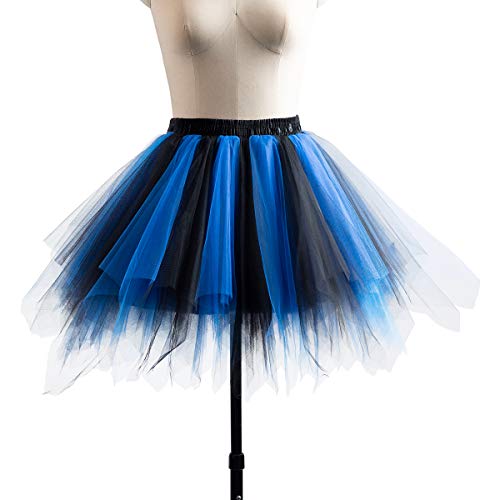 1950s Vintage Petticoats Short Tulle Prom Dress Up Tutu Petticoat Crinolines Ballet Bubble Skirt (Royal Blue)