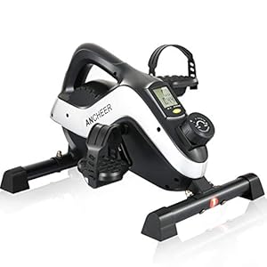 ANCHEER Under Desk Cycle Pedal Exerciser Mini Stationary Bike for Legs and Arms Exercise with LCD Monitor, 2-in-1 Pedal Exerciser PE-Bike Pro for iOS and Android with Free APP