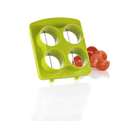 Vegetable and Fruit Chopper,4 IN 1,vegetable slicer and cube with Grape & Tomatoe Slicer, 1/2 & 1/4 Cut, Adjustable Slicer & Dicer With Storage Container and Non-Skid Base, By Tiabo
