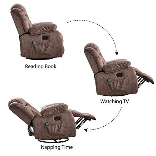 INZOY Massage Swivel Rocker Recliner with Heat and Vibration, Manual