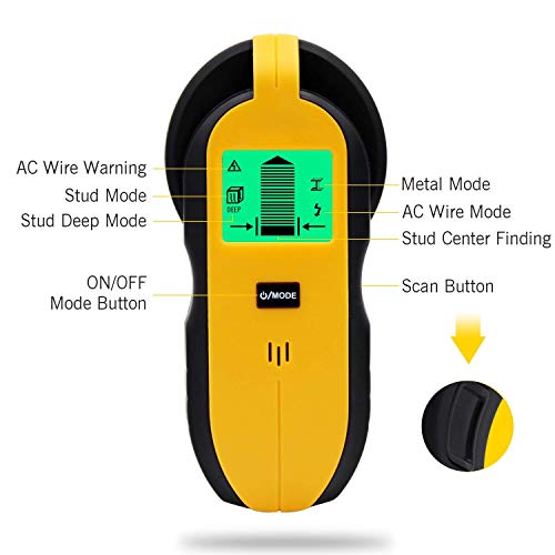 Stud finder, Stud Center Finding Sensor, Multi- Scanner Wood, Metal and AC Live Wire Detector with LCD Display, Deep Scanning (Stud finder)