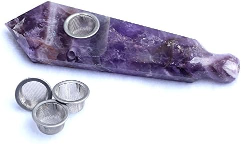 Amethyst Quartz Crystal Wand Point Natural Healing Dream Purple Tube Gemstone Fluorite Point Length 4.3 Inches