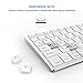 Bluetooth Keyboard, Jelly Comb Rechargeable Slim BT Wireless Keyboard with Number Pad Full Size Design for Laptop Desktop PC Tablet, Windows iOS Android-White and Silver