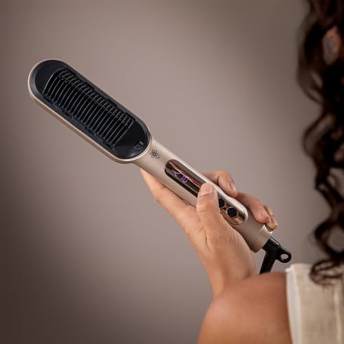Brosse Lissante avec Technologie Ionique InstantCare Lisse IonTech. 23 Dents, 9 Réglages de Température, Revêtement Céramique, Chauffage en 30s, Puces Anti-brûlures, Gant et Pinces