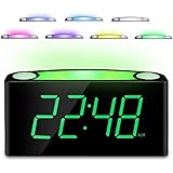 Home Digital Alarm Clock - Loud Alarm Clock for Kids Bedroom, 12/24 H, 7 Color Night Light, 7" Large Number LED Display, Full Range Dimmer, 2 USB Chargers,Big Snooze, Plug in &amp; Battery Backup Setting