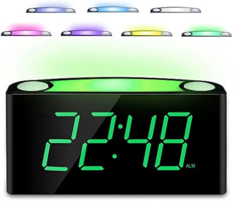 Desk Alarm Clock With 12 24 H 7 Color Night Light 7 Digital Led Display With Large Digits Full Brightness Dimmer 2 Usb Charging Port Ac Powered Battery Backup Settingsa A For Bedroom Kids