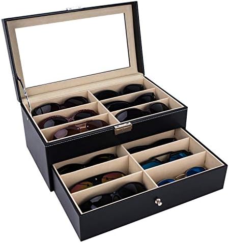 AUTOARK Leather 12 Piece Eyeglasses Storage