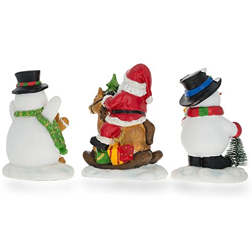 BestPysanky Set of 3 Hand Painted Stocking Holders - Snowmen & Santa 6.5 Inches