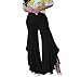 Women High Elastic Waist Split Ruffle Bottom Chic Fit and Flared Pants Black XL
