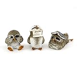 Top Collection Miniature Fairy Garden & Terrarium Cute Little Owls Statue (Set of 3), Small