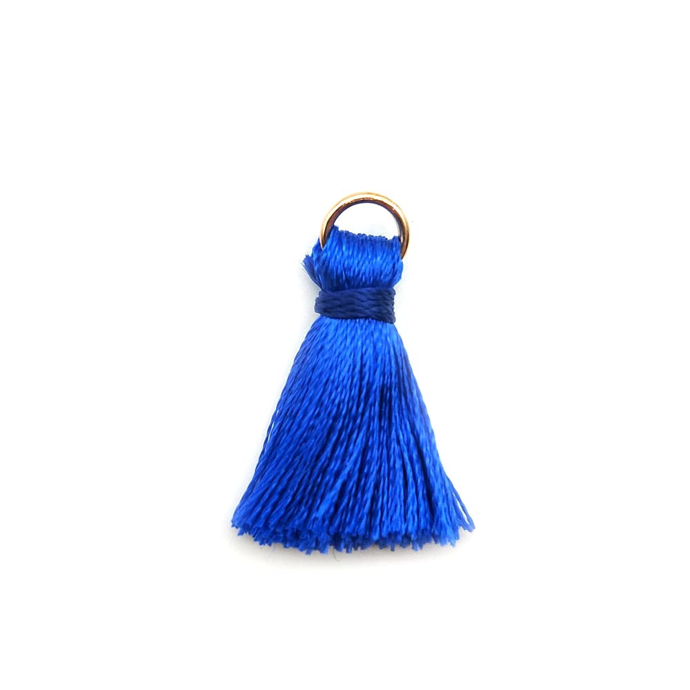 Pack of 50 Mini Tassel Pendants, 2 cm Silky Straight Fringe Tassel Bracelet Key Ring Craft Tassel for Earrings Jewellery Making Bags Bookmark DIY Craft Accessories Royal Blue