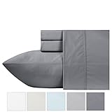 California Design Den 600 Thread Count 100% Cotton Sheets - Dark Grey Long-Staple Cotton King Sheets, Fits Mattress Upto 18'' Deep Pocket, Sateen Weave, Soft Cotton 4 Piece Bed Sheets Set