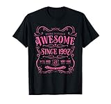 21st Birthday Gift T-Shirt Awesome Since 1997 Pink