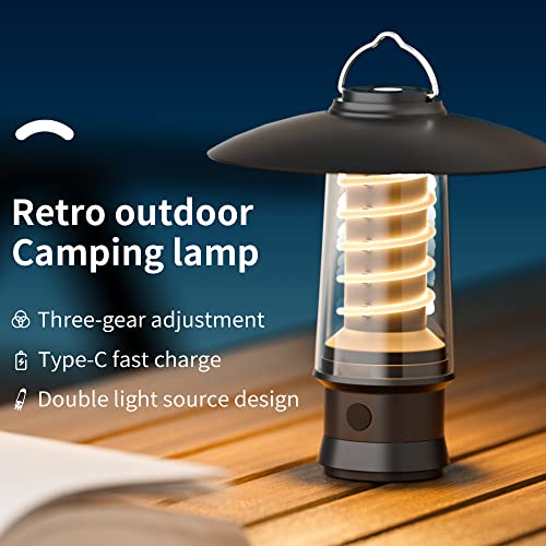 PINSAI Small LED Camping Lantern,Rechargeable Retro Warm Camp Light