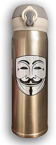 Bxgkfb Guy Fawkes Mask 3D Printing Stainless Steel Insulated Vacuum Mug Beverage Lid Sports Drinking Bottle,Leak-Proof Vaccum Cup,Travel Mug,With Bounce Cover,Yellow