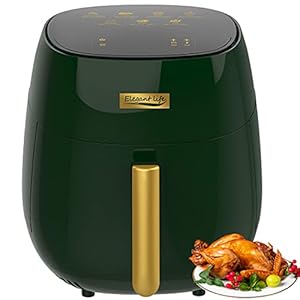 Elegant-Life-45-L-Air-Fryer-Oil-Free-7-in-1-with-Recipes-Cookbook-1400W-LCD-Touchscreen-Air-Oven-Cooker-Oil-Free-Hot-Cooker-BPAPFOA-Free Elegant Life 4.5 L Air Fryer Oil Free 7 in 1 with Recipes Cookbook, 1400W LCD Touchscreen Air Oven Cooker, Oil Free Hot Cooker, BPA&PFOA Free