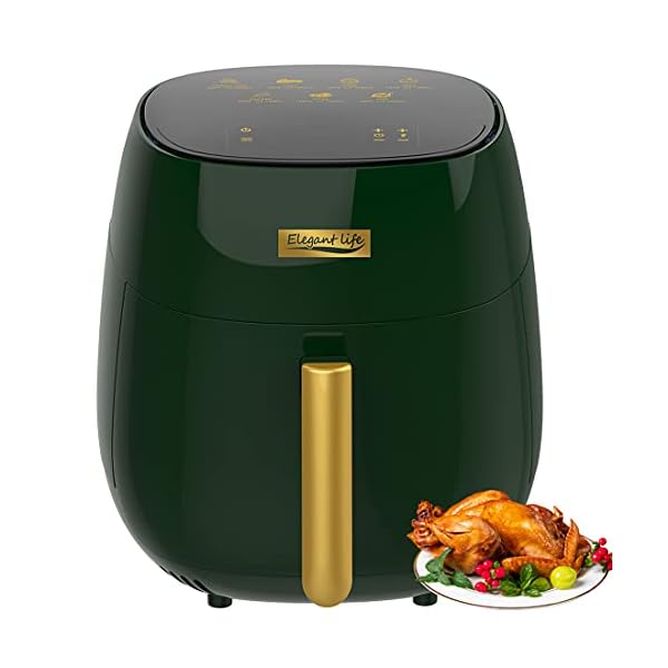 Elegant-Life-45-L-Air-Fryer-Oil-Free-7-in-1-with-Recipes-Cookbook-1400W-LCD-Touchscreen-Air-Oven-Cooker-Oil-Free-Hot-Cooker-BPAPFOA-Free Elegant Life 4.5 L Air Fryer Oil Free 7 in 1 with Recipes Cookbook, 1400W LCD Touchscreen Air Oven Cooker, Oil Free Hot Cooker, BPA&PFOA Free