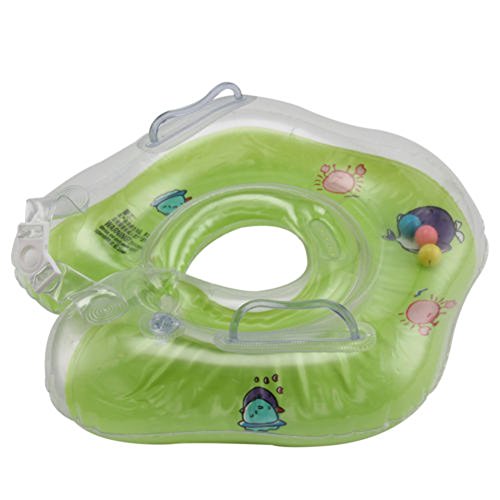 Baby Swimming Rings Double-decked Safety Floating PVC Inflatable Pool Float with Handle,Green