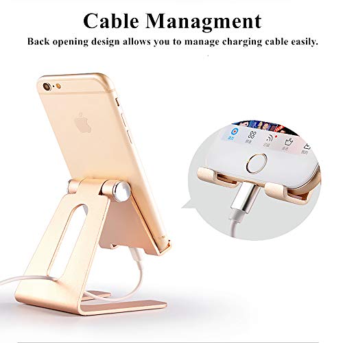 Adjustable Cell Phone Stand, Thickness Aluminum Multi-Angle Mobile Phone Holderï¼ŒCradle, Dock, Stand for iPhone 6 7 8X Plus 6s 7s ipad, All Android Smartphone, Universal Phone Stand (Gold)