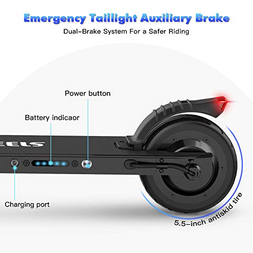 MEGAWHEELS Electric Scooter, 8 Miles Long-Range Battery, Up to 14 MPH, 5.5 Inch Shock Absorbing Rear Tire, Portable and Folding Design, Ultra-Lightweight Kick Scooter for Adults and Kids, Black - Thumbnail 2