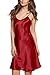Avidlove Women's Nightshirts Satin Chemises Slip Sleepwear,Dark Red (FBA),Small