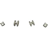 Stud Earrings Set for Women 2 Pairs U Shape& Tiny Cubic Zirconia Hypoallergenic Silver Earrings Set