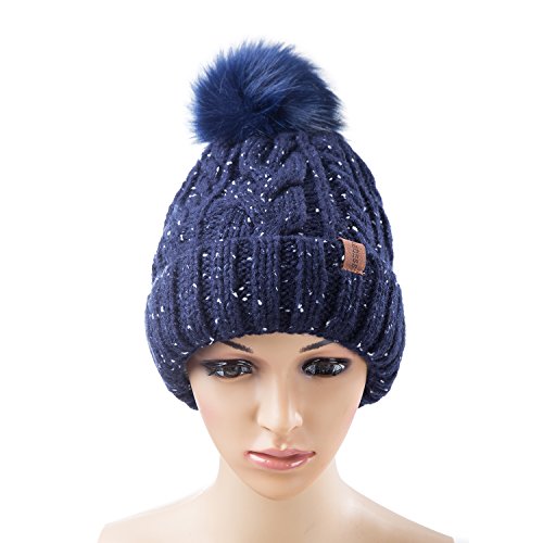 image for REDESS Women Winter Pom Pom Beanie Hat with Warm Fleece Lined, Thick S