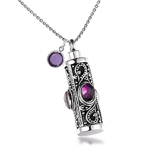 Memorial Cremation Jewelry Urn Necklace For Ash With Birthstone