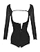 Burvogue Women's Arm Compression Bodysuit Butt Lift Body Shaper (Large, Black)