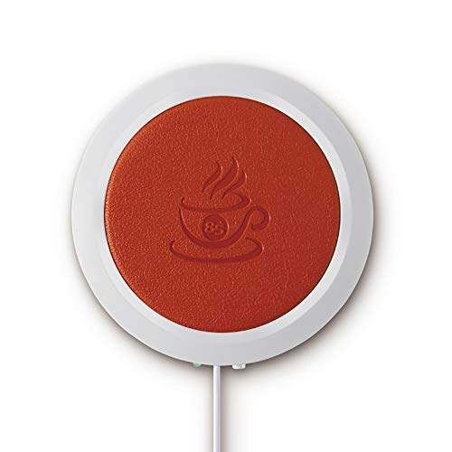 Coffee Mug Warmer, ALLOMN Beverage Warmer for Desk Auto Shut Off, PU Heat-resistant Electric Insulation USB Warm Cup Mat for Office (Deep Orange)