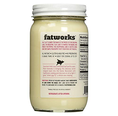 Fatworks Foods Pasture Raised Leaf Lard 14 Oz Plus EasyScoop Multi-Measuring Spoon