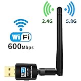 USB Wifi Adapter 600Mbps, Sunany Dual Band (2.4G/150Mbps+5G/433Mbps) Wireless Network Adapter Wifi Antenna for Desktop/PC/Laptop Supports Windows 10/8.1/8/7/XP/Vista